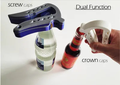 Dual Function 3D Printed Bottle Opener – Screw Cap & Crown Cap