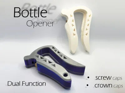Dual Function 3D Printed Bottle Opener – Screw Cap & Crown Cap